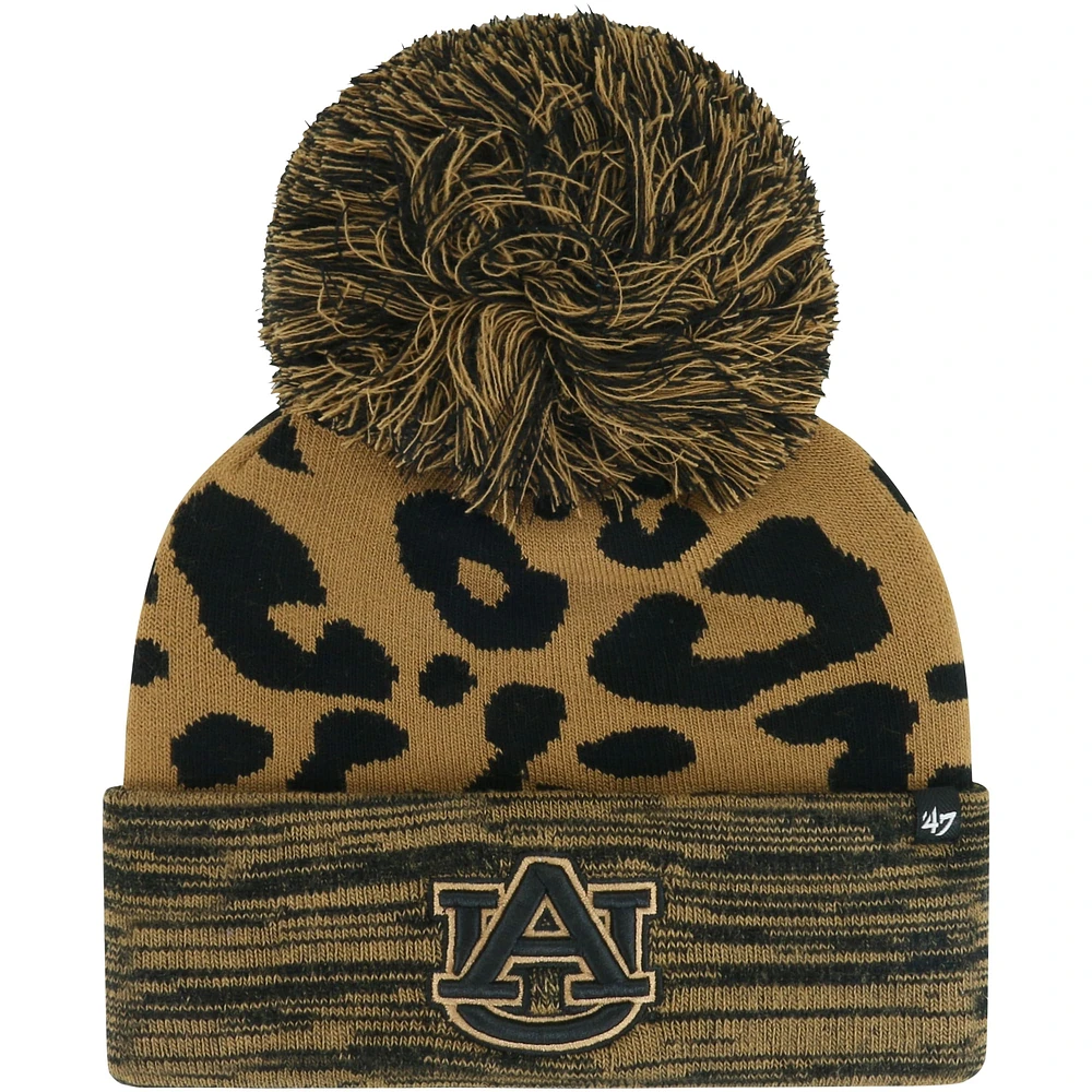 Bonnet en tricot à revers rosette '47 marron Auburn Tigers pour femmes avec pompon