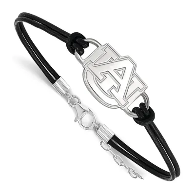 Auburn Tigers Women's Sterling Silver Leather Bracelet