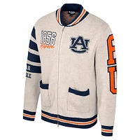 Women's Colosseum Cream Auburn Tigers Jacquard Full-Zip Sweater