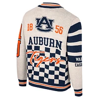 Pull zippé en jacquard Auburn Tigers crème Colosseum pour femme