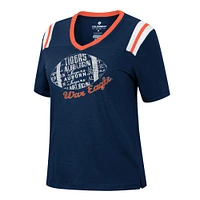 Women's Colosseum Heathered Navy Auburn Tigers 15 Min Early Football V-Neck T-Shirt