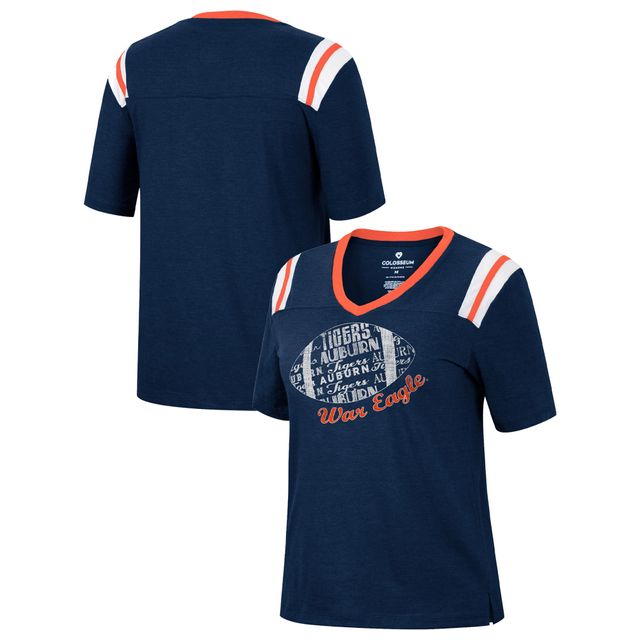 T-shirt Colosseum Heathered Navy Auburn Tigers 15 Min Early Football pour femme