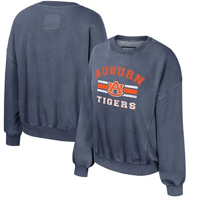 Women's Colosseum Navy Auburn Tigers Audrey Washed Pullover Sweatshirt