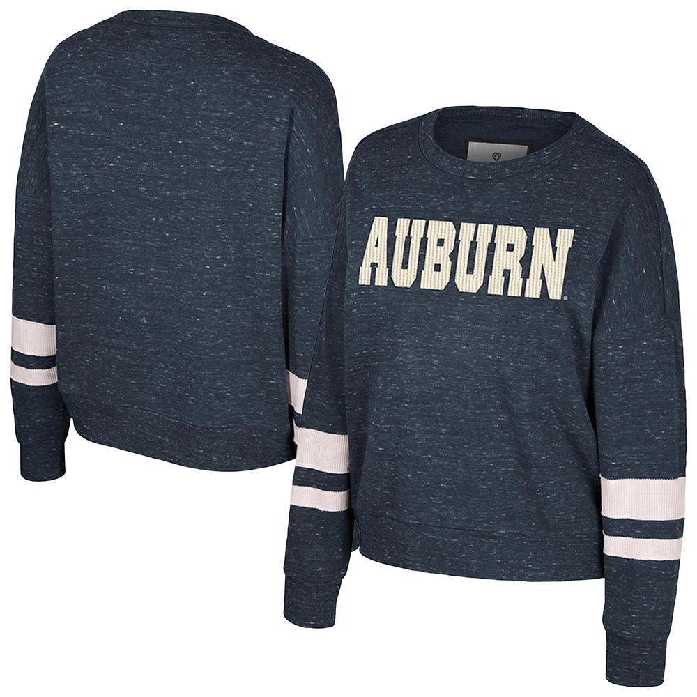 Women's Colosseum Navy Auburn Tigers Lost City Speckle Pullover Sweatshirt