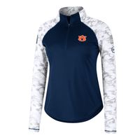 Women's Colosseum Navy Auburn Tigers OHT Military Appreciation Flash Arctic Camo Raglan Quarter-Zip Jacket