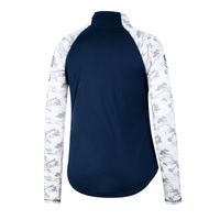 Women's Colosseum Navy Auburn Tigers OHT Military Appreciation Flash Arctic Camo Raglan Quarter-Zip Jacket