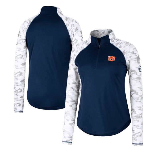 Colosseum Navy Auburn Tigers OHT Military Appreciation Flash Arctic Camo Raglan Quarter-Zip Jacket