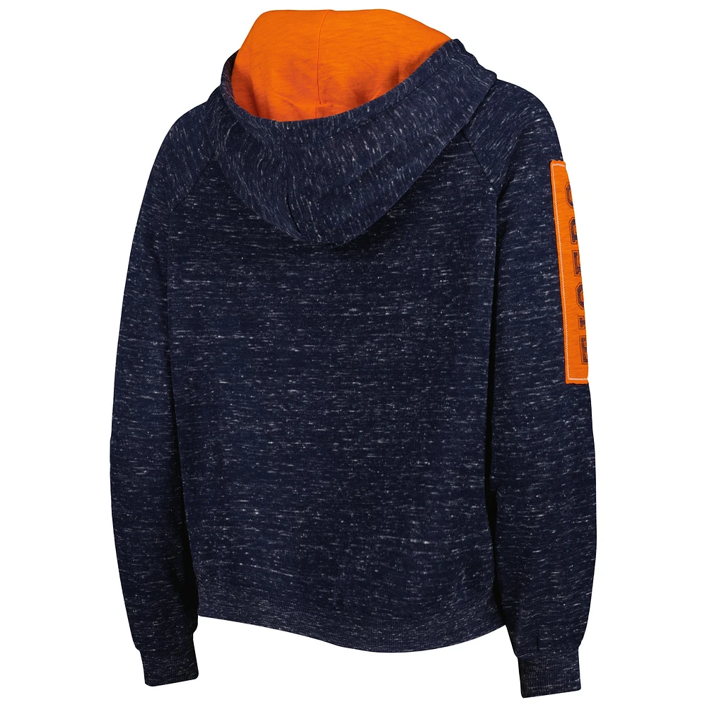 Women's Colosseum Navy Auburn Tigers The Devil Speckle Lace-Placket Raglan Pullover Hoodie