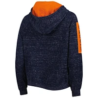Women's Colosseum Navy Auburn Tigers The Devil Speckle Lace-Placket Raglan Pullover Hoodie