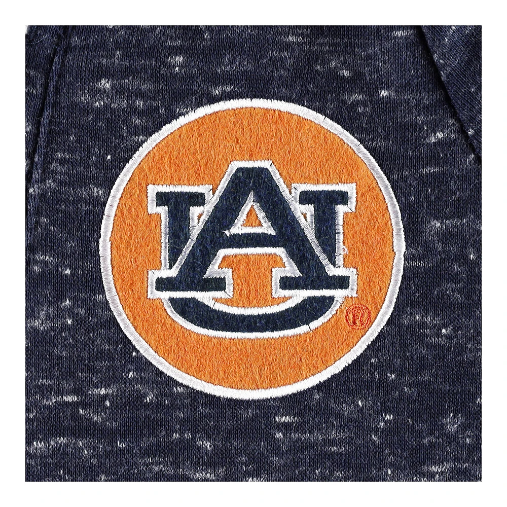 Women's Colosseum Navy Auburn Tigers The Devil Speckle Lace-Placket Raglan Pullover Hoodie