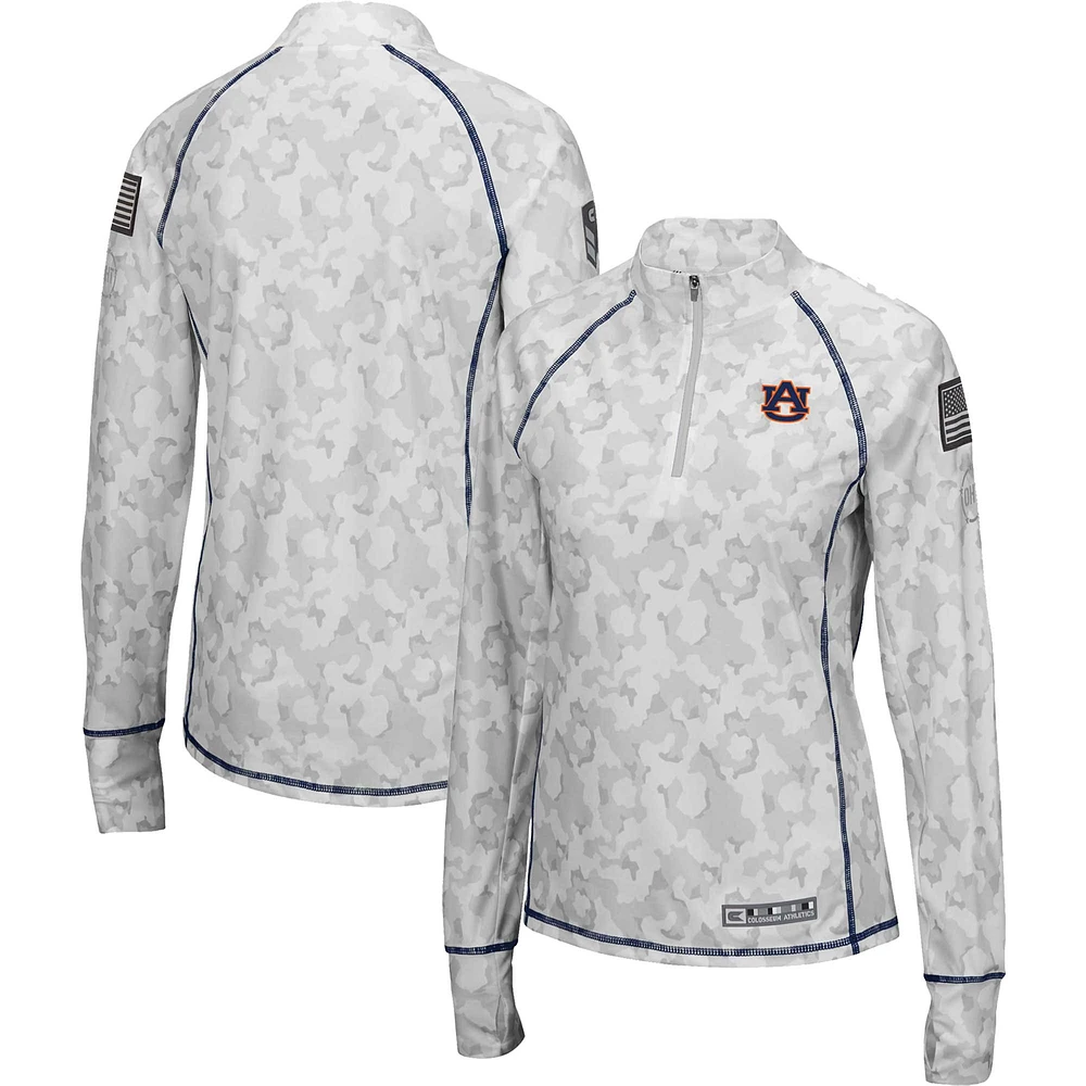 Colosseum White Auburn Tigers OHT Military Appreciation Officer Arctic Camo Fitted Lightweight 1/4-Zip Jacket