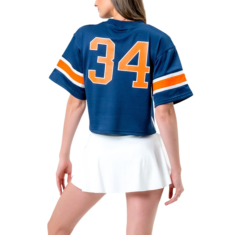 Women's Established & Co. Navy Auburn Tigers Fashion Boxy Cropped Football Jersey