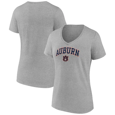 T-shirt à col en V pour femmes Fanatics Heather Gray Auburn Tigers Campus