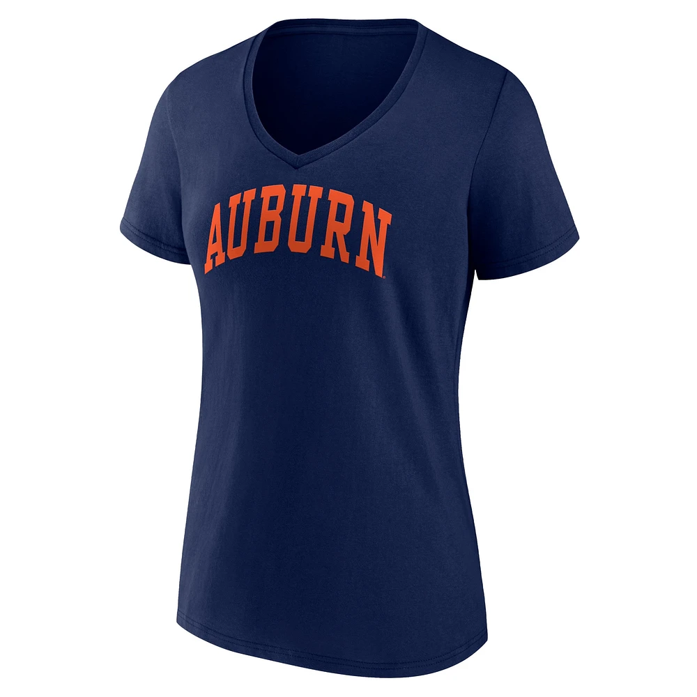 T-shirt à col en V Fanatics Navy Auburn Tigers Basic Arch pour femmes