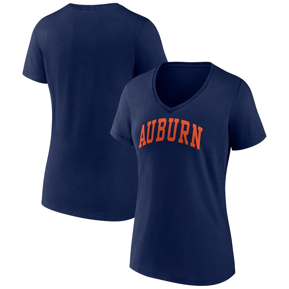 T-shirt à col en V Fanatics Navy Auburn Tigers Basic Arch pour femmes