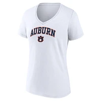 T-shirt à col en V blanc Auburn Tigers Fanatics pour femmes