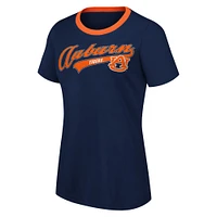 T-shirt pour femme G-III 4Her by Carl Banks Navy Auburn Tigers Recruit Ringer