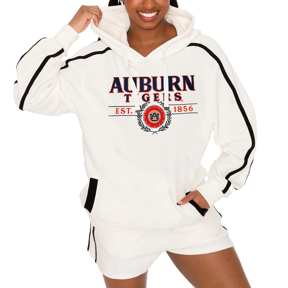 Ensemble sweat à capuche et short pour femme Gameday Couture Cream Auburn Tigers Down, Set, Go