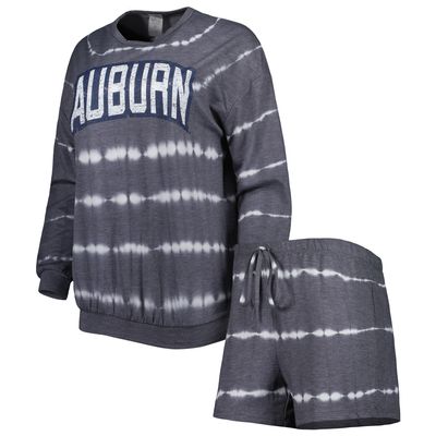 Women's Gameday Couture Gray Auburn Tigers All About Stripes Tri-Blend Long Sleeve T-Shirt & Shorts Set