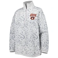 Sweat Gameday Couture pour femme gris chiné Auburn Tigers léopard quart zippé