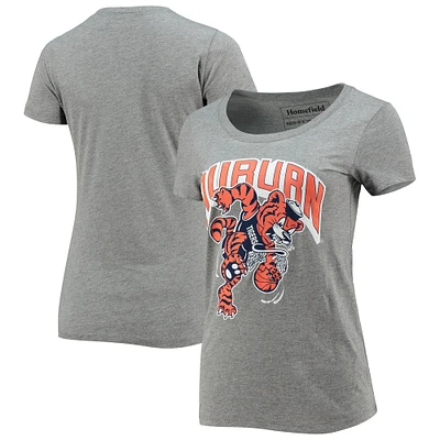 Women's Homefield Heathered Gray Auburn Tigers Vintage Basketball Tri-Blend T-Shirt