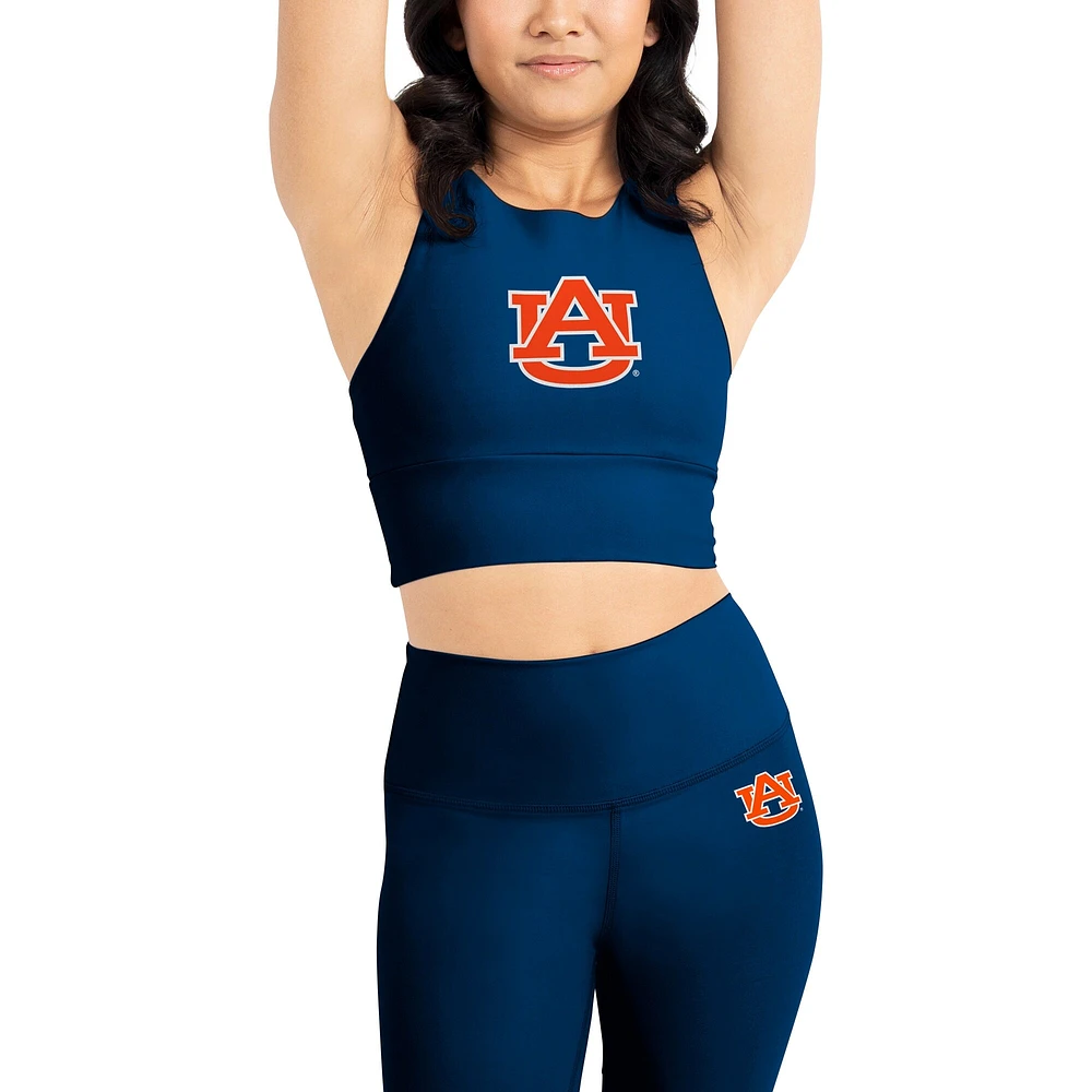 Ensemble soutien-gorge et leggings mi-longs doux au beurre Certo Navy Auburn Tigers pour femmes