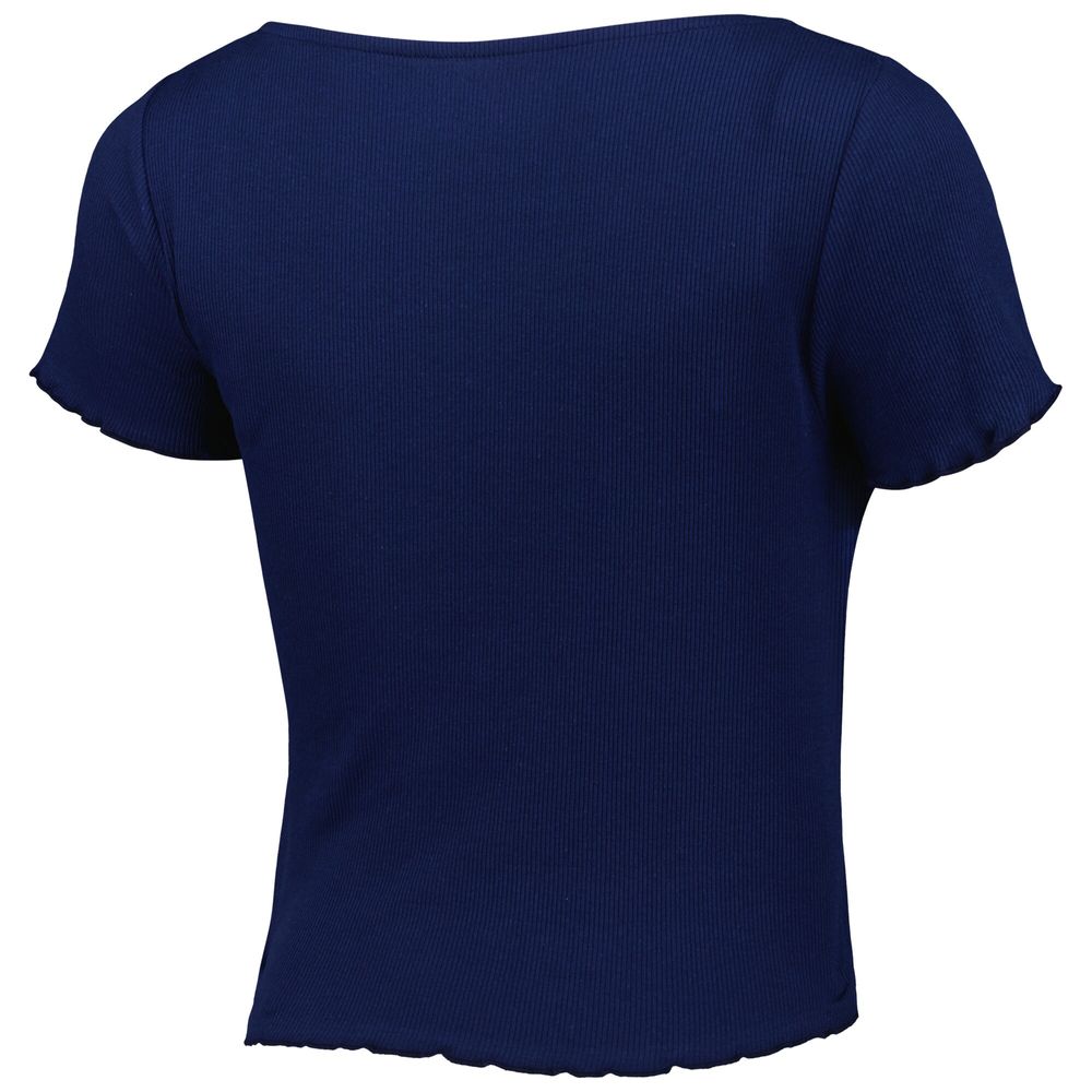 Women's Navy Auburn Tigers Baby Rib Lettuce-Edge Trim T-Shirt