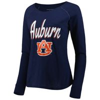 Women's Navy Auburn Tigers Payton Elbow Patch Slub Raglan Long Sleeve T-Shirt