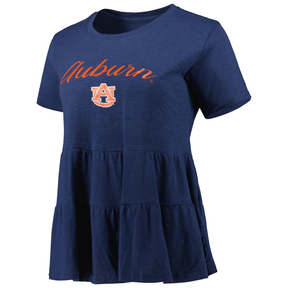 Women's Navy Auburn Tigers Willow Ruffle-Bottom T-Shirt