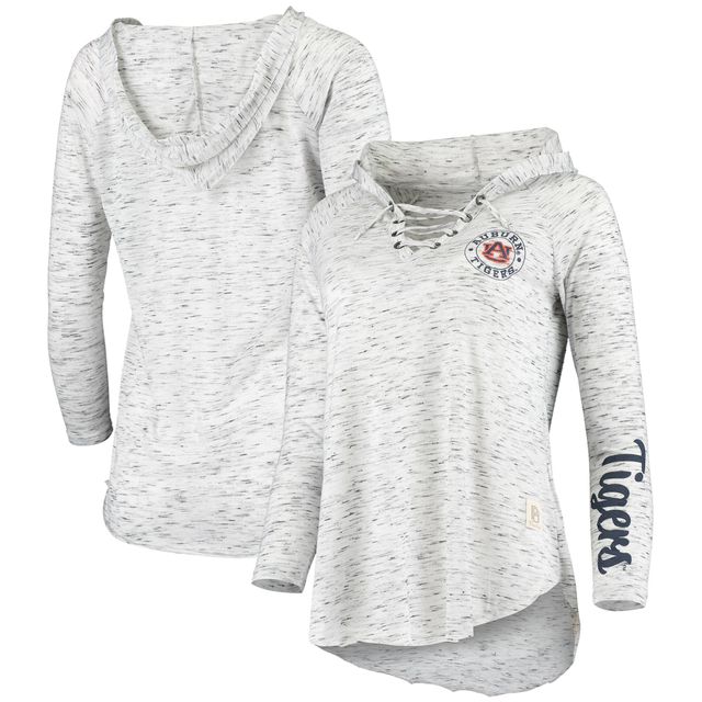 T-shirt à manches longues et col en V lacets gris Auburn Tigers Pressbox pour femme