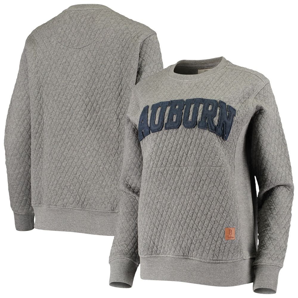 Women's Pressbox Heather Charcoal Auburn Tigers Moose Quilted Pullover Sweatshirt