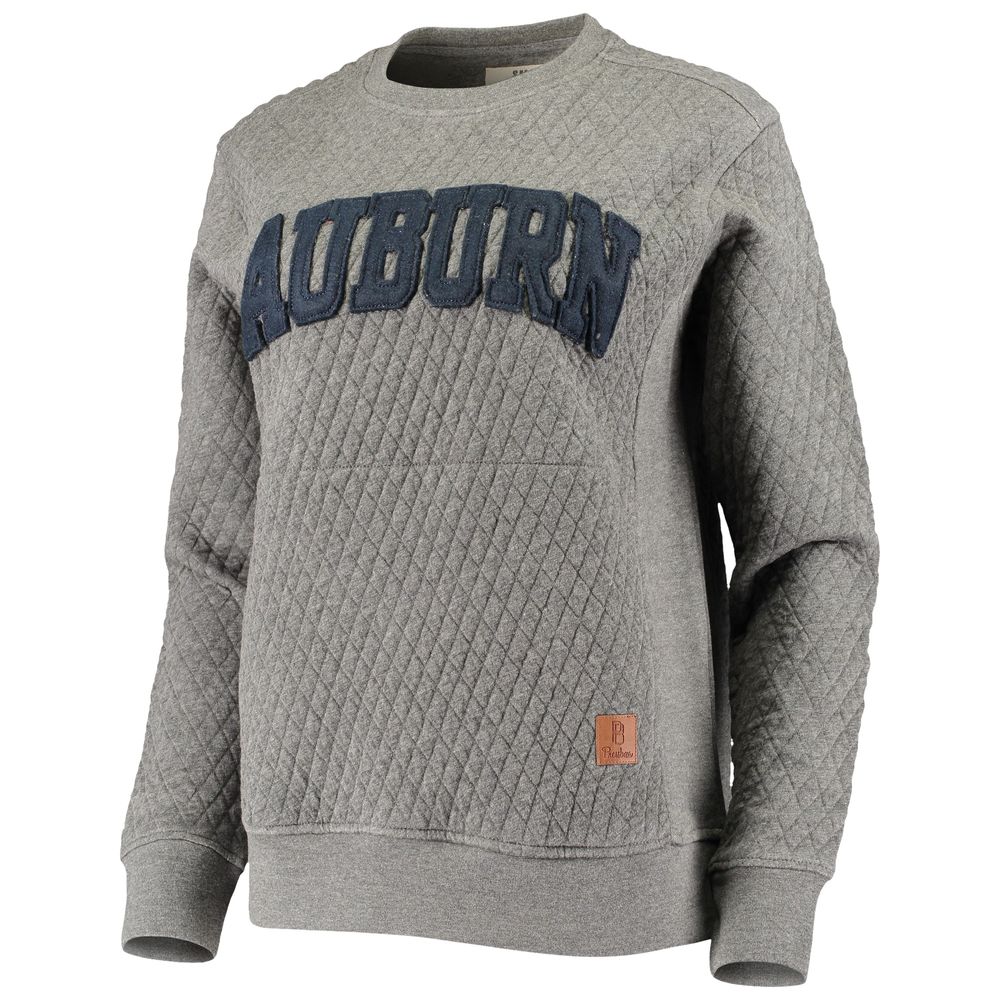 Women's Pressbox Heather Charcoal Auburn Tigers Moose Quilted Pullover Sweatshirt