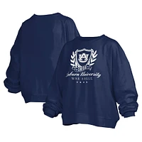 Women's Pressbox Navy Auburn Tigers Big Aug Script Janice Oversized Pullover Sweatshirt