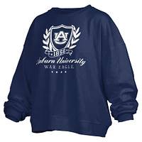 Women's Pressbox Navy Auburn Tigers Big Aug Script Janice Oversized Pullover Sweatshirt