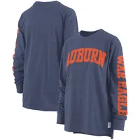 T-shirt à manches longues pour femme Pressbox Navy Auburn Tigers Taille Plus Two-Hit Canyon