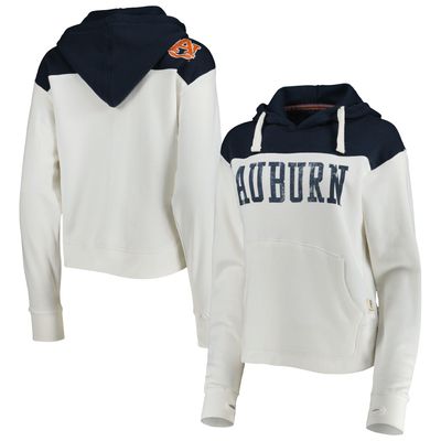 Women's Pressbox White/Navy Auburn Tigers Chicago 2-Hit Yoke Pullover Hoodie