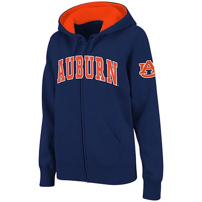 Sweat à capuche entièrement zippé pour femme Stadium Athletic Navy Auburn Tigers avec nom arqué