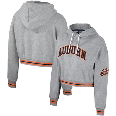 Sweat à capuche court scintillant pour femmes The Wild Collective Heather Grey Auburn Tigers