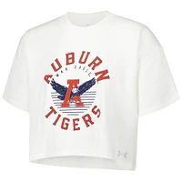 Women's Under Armour Cream Auburn Tigers Iconic Heavyweight Soft Boxy Cropped T-Shirt