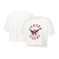 Women's Under Armour Cream Auburn Tigers Iconic Heavyweight Soft Boxy Cropped T-Shirt