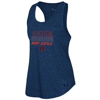 Women's Under Armour Heather Navy Auburn Tigers Breezy Racerback Tri-Blend Tank Top