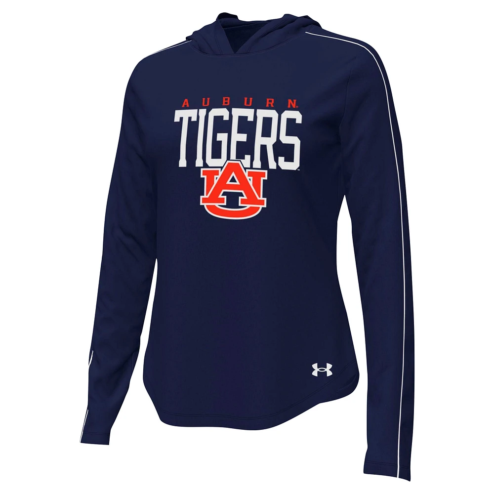 Women's Under Armour Navy Auburn Tigers Gameday Knockout Long Sleeve Hooded T-Shirt