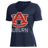 Women's Under Armour Navy Auburn Tigers Logo Performance V-Neck T-Shirt