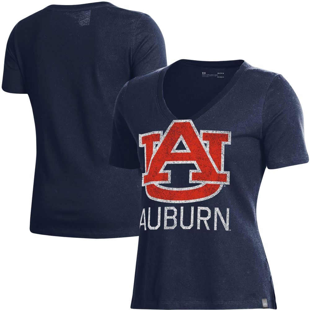 Women's Under Armour Navy Auburn Tigers Logo Performance V-Neck T-Shirt