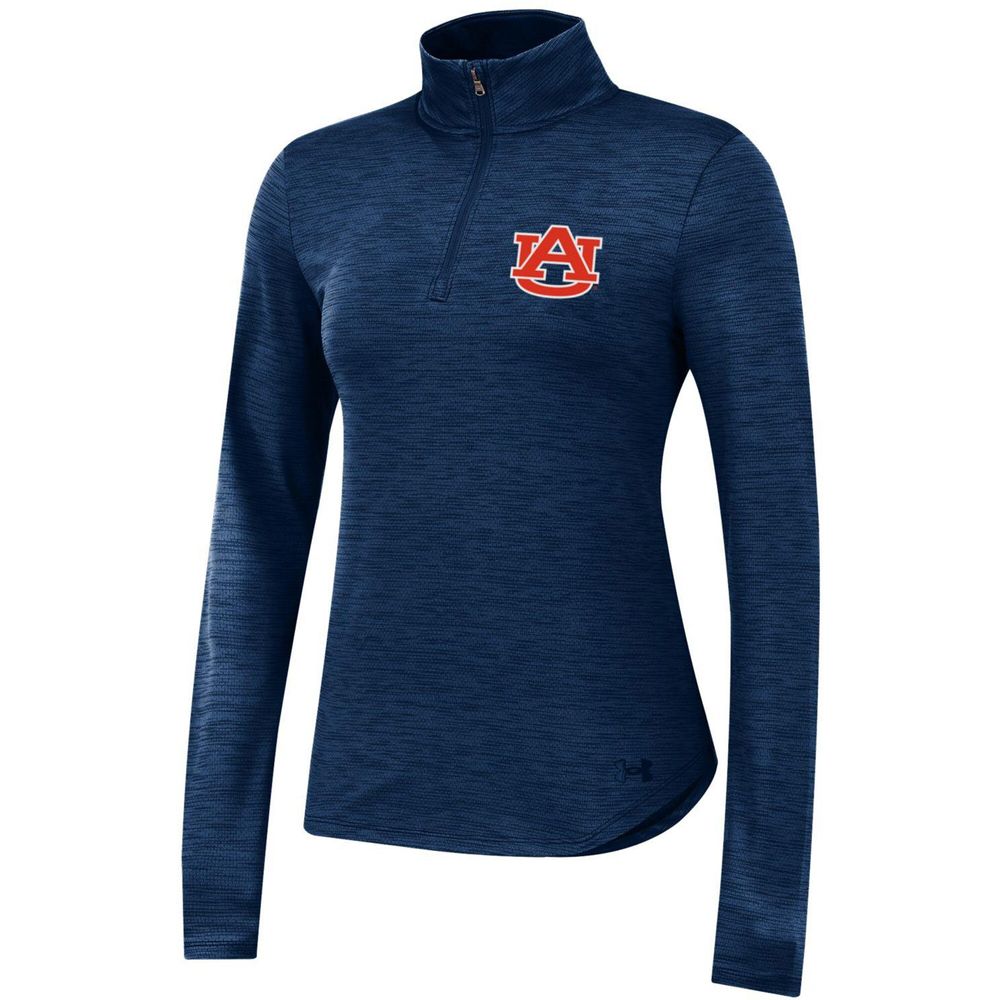 Women's Under Armour Navy Auburn Tigers Vent Space-Dye Performance Quarter-Zip Jacket