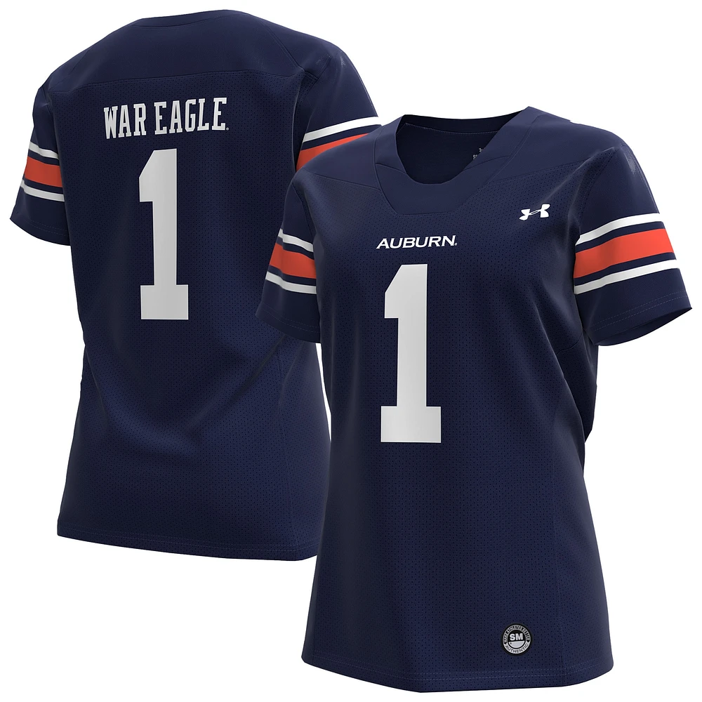 Maillot de football réplique Under Armour #1 Auburn Tigers bleu marine pour femme