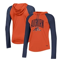 T-shirt à capuche et manches longues Under Armour Auburn Tigers Gameday Mesh Performance Raglan pour femme