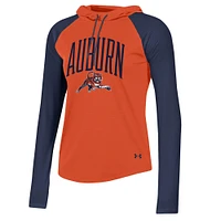 Women's Under Armour Orange Auburn Tigers Gameday Mesh Performance Raglan Hooded Long Sleeve T-Shirt