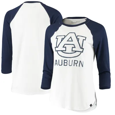 Auburn Tigers Under Armour Women's Performance Cotton 3/4-Sleeve Raglan T-Shirt - White/Navy