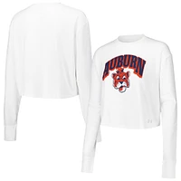 Women's Under Armour White Auburn Tigers Inline All Day Tri-Blend Cropped Long Sleeve T-Shirt